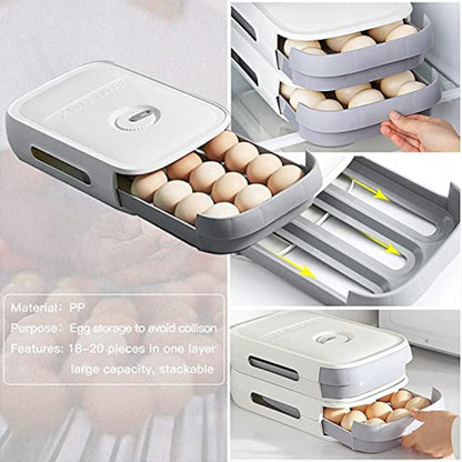 5723 Egg Storage Box Plastic Egg Drawer Fridge Egg Organizer Egg Keeper Refrigerator Egg Drawer Plastic Egg Carton Covered Egg Holder Pantry Egg Bin Household Egg Tray (1 Pc) - Zidbik