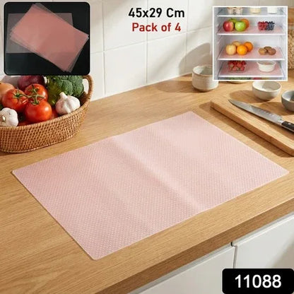 Transparent Plastic Fridge Mat 45 X 29 Cm (4 Pc) - Zidbik