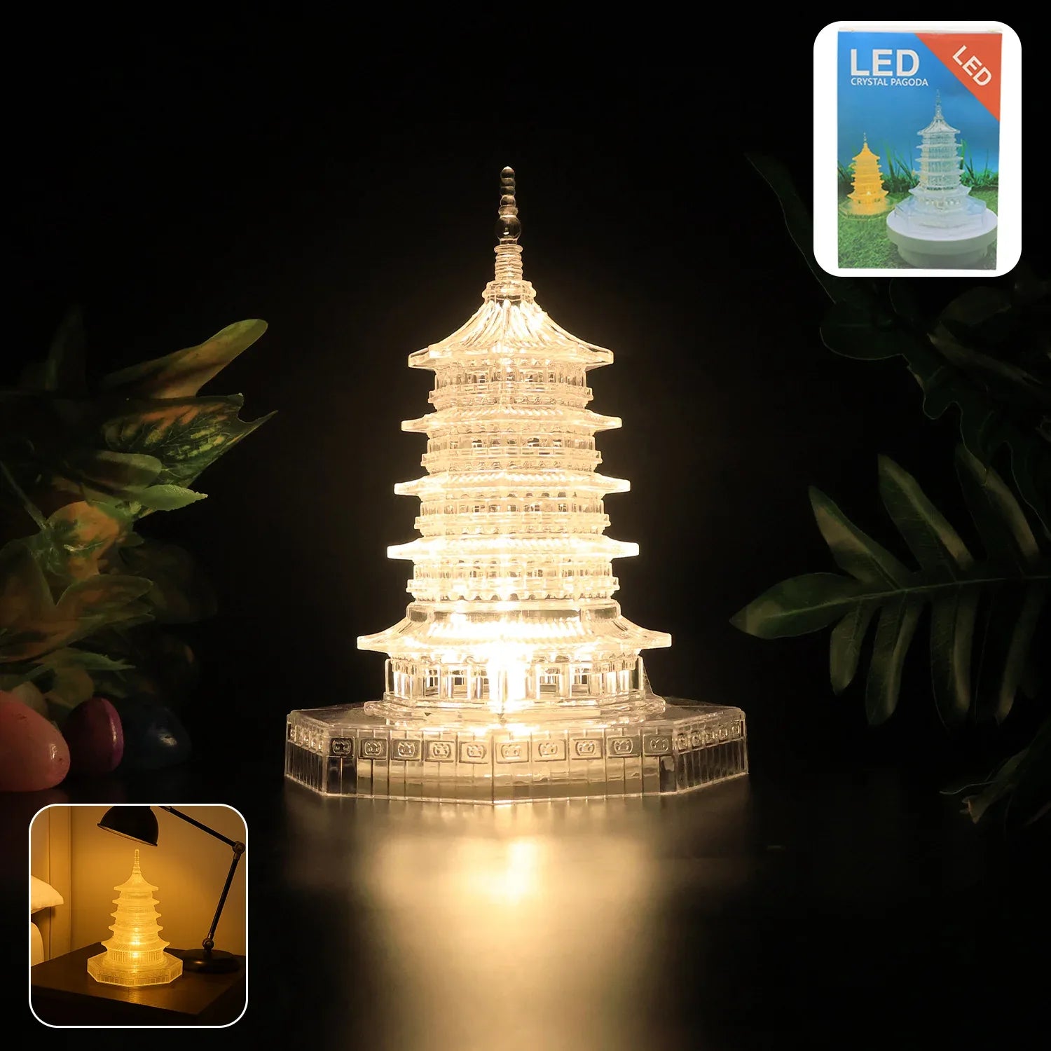 Premium Led Crystal Pagoda Decorative Light (1 Pc) - Zidbik