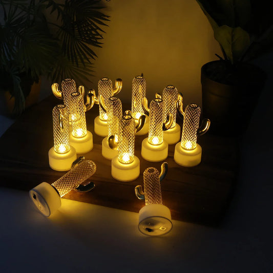 Decorative Cactus Shaped Flameless Led Candles (12 Pc) - Zidbik