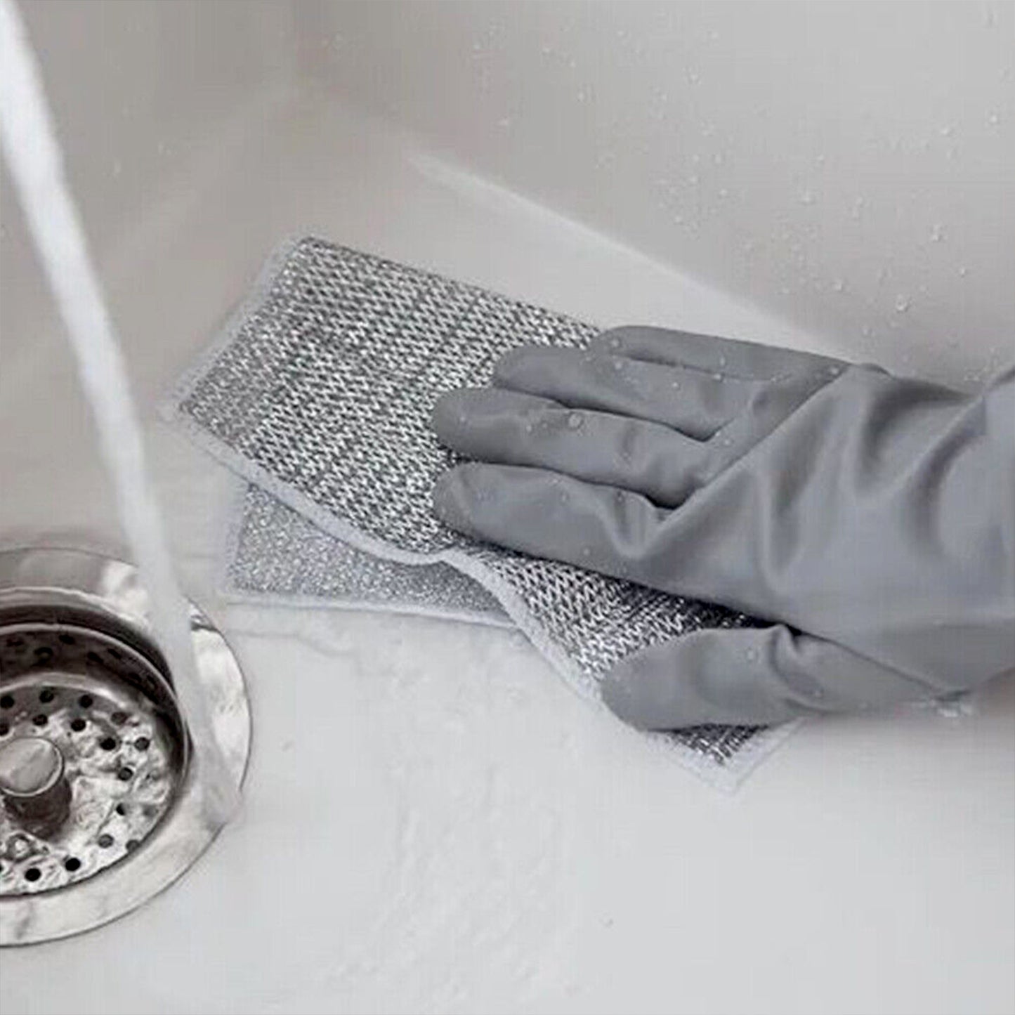 5564 Double-sided Multipurpose Microfiber Cloths Stainless Steel Scrubber Non-scratch Wire Dishcloth Durable Kitchen Scrub Cloth (1 Pc  20x20 Cm) - Zidbik