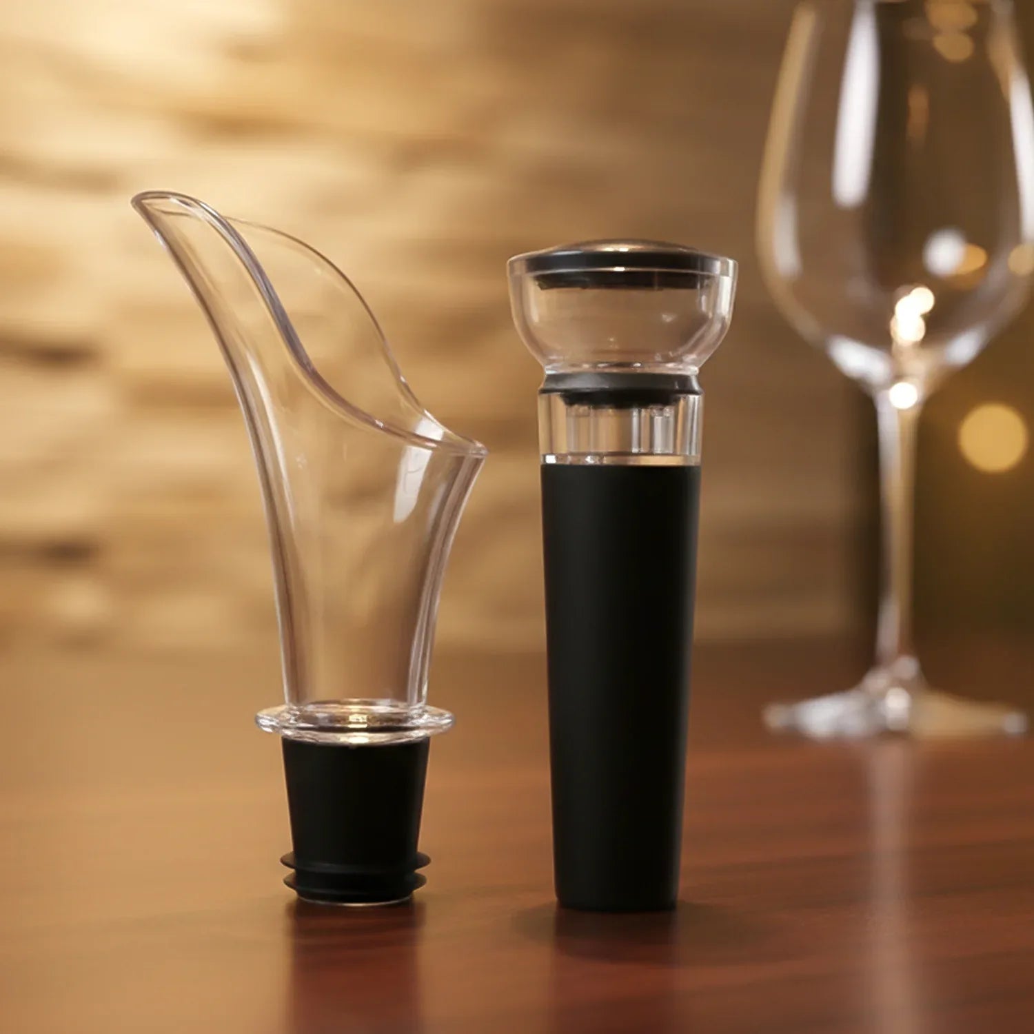 Premium Wine Poorer And Vacuum Bottle Stopper Set (2 Pc) - Zidbik