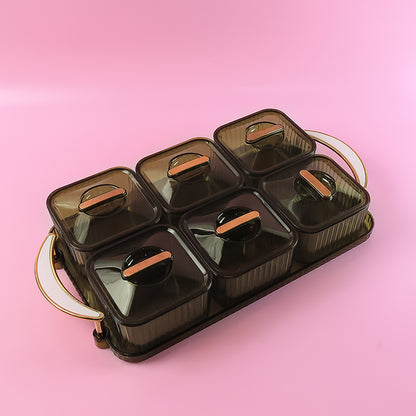 Liger Multipurpose Transparent Spice Jar Set With Tray And Lids 400ml Approx (6 Pc) - Zidbik