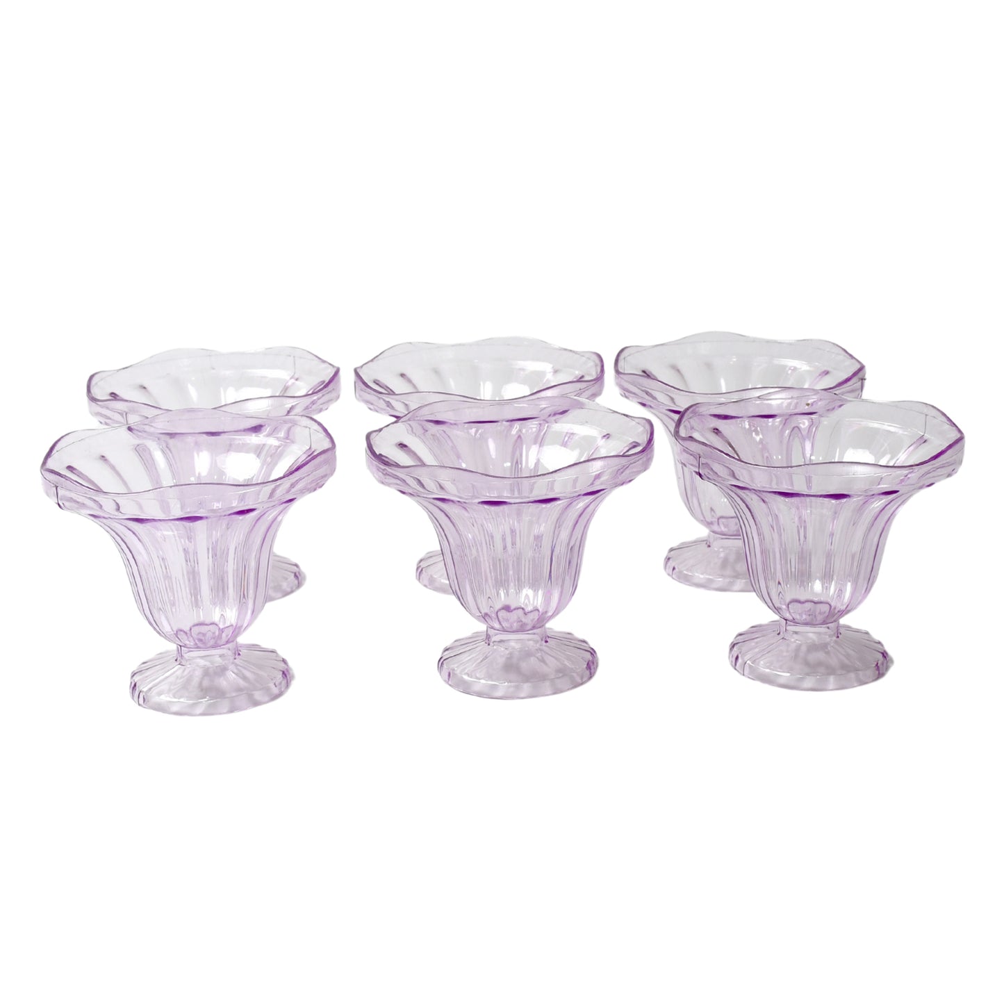 8216 Crystal Plastic Ice-cream Bowl Home  Kitchen Serving Platter Or Dessert Cup For Sundae Sweets Snacks Fruit Pudding Nuts Or Dip Serving Bowls (Crystal Cups Set Of 6) - Zidbik