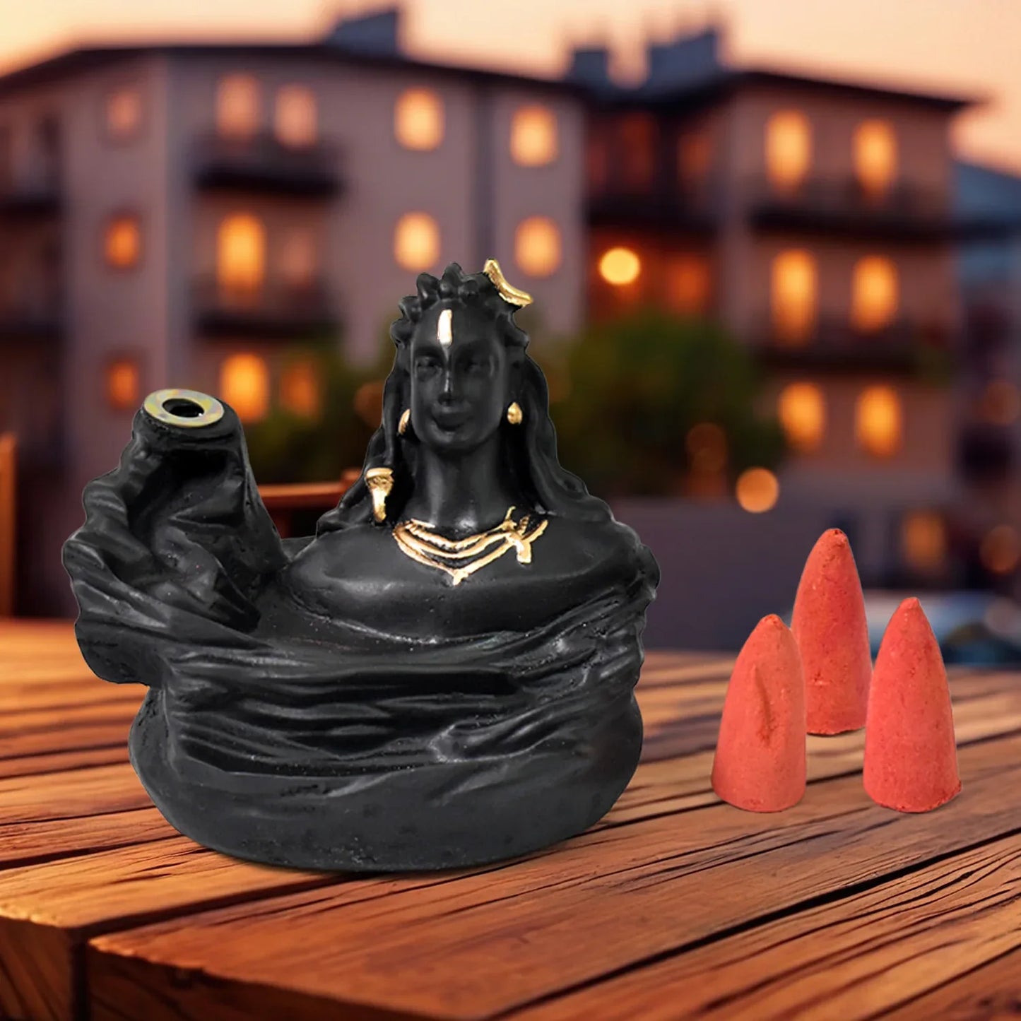 Adiyogi Shiva Backflow Smoke Fountain Incense Holder Burner (1 Pc) - Zidbik