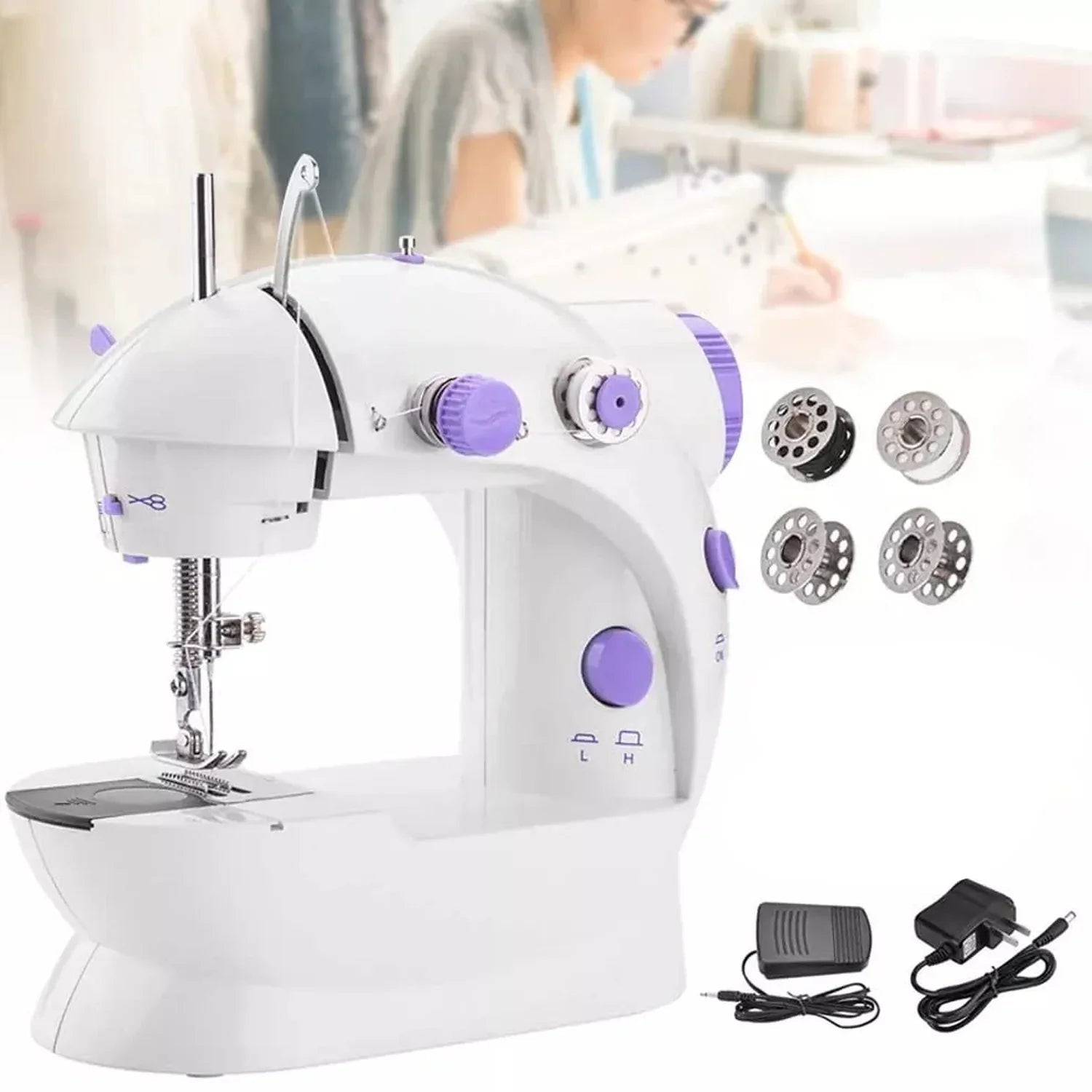 12917 Home Tailoring Sewing Machine With Extension Table Set Foot Pedal Adapter Mini Electric Silai Machine Portable Stitching Machinetailoring Machine - Zidbik