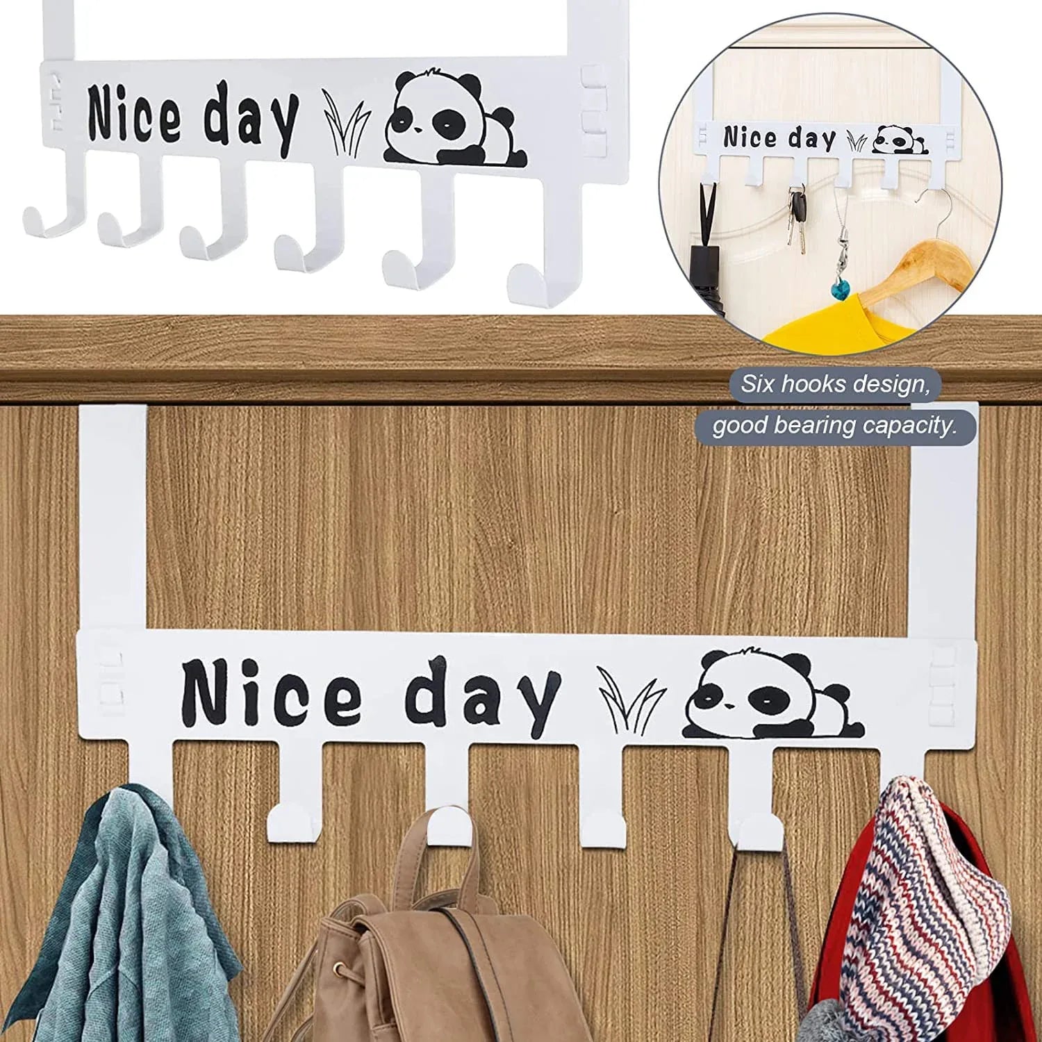 Heavy-duty Carbon Steel Door Hook Hanger Rack (2 Pc 6 Hook White) - Zidbik