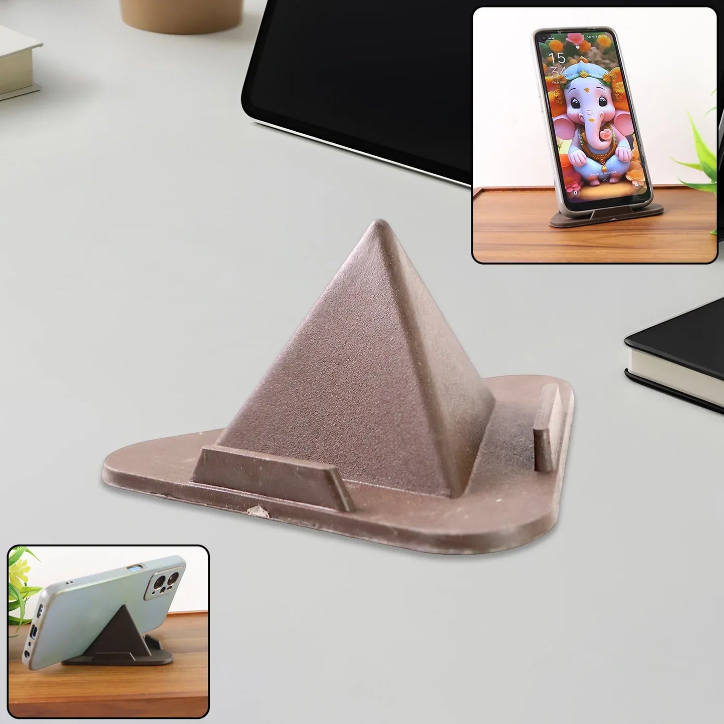 Pyramid Brown Mobile Stand With 3 Different Inclined Angles - Zidbik