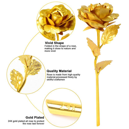 0606 Luxury Decorative Gold Plated Artificial Golden Rose With Premium Box - Zidbik