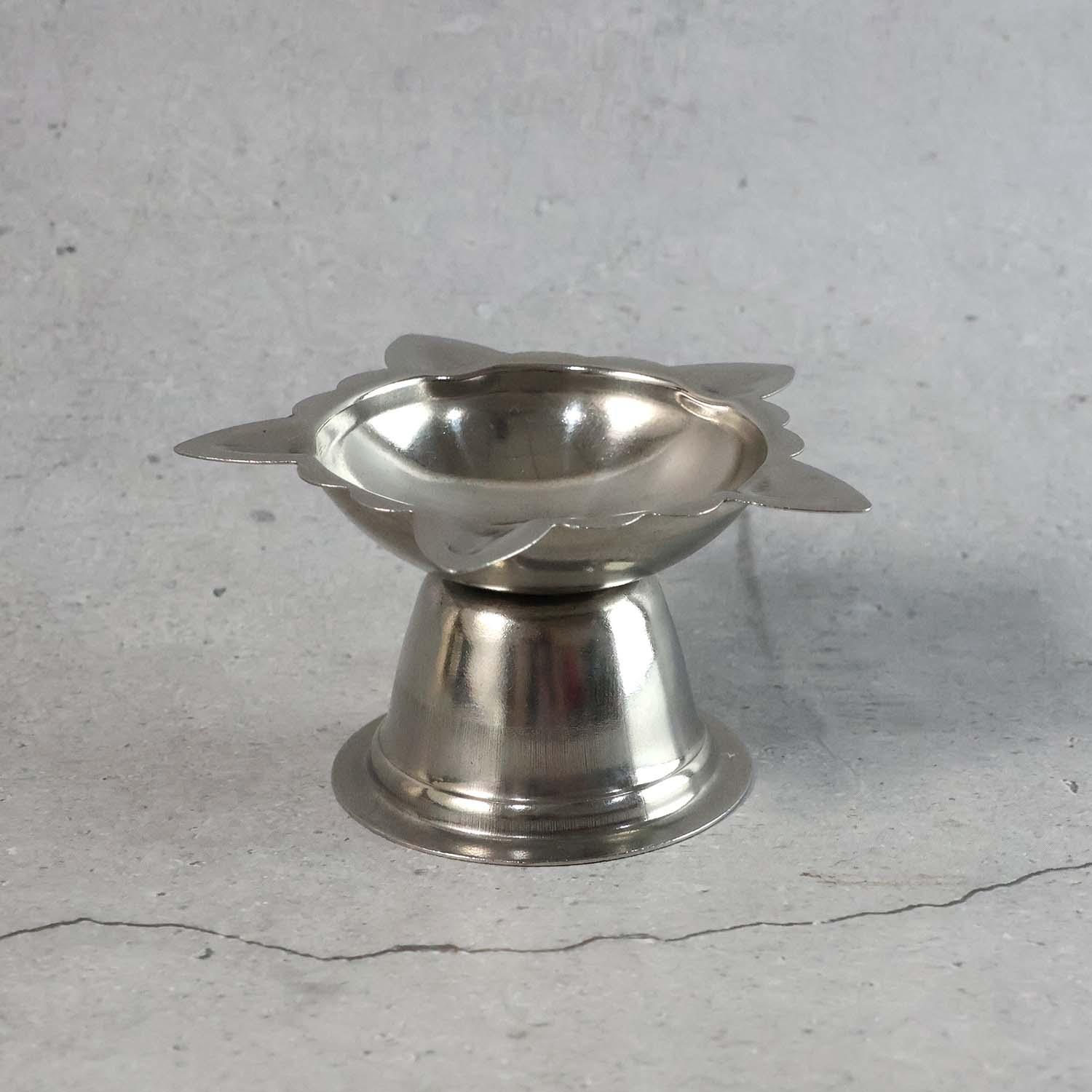 Stainless Steel Sunflower Design Diya Stand (Big Size) (1 Pc) - Zidbik