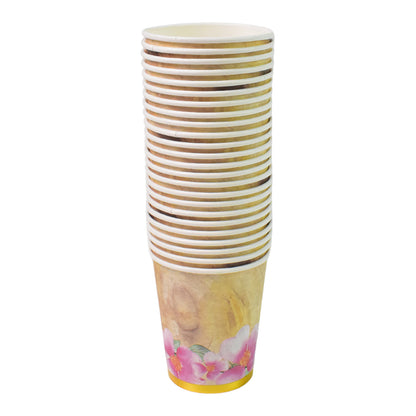 Disposable Paper Cups Disposable Tea Coffee Cups (24 Pcs Set  Mix Color  Design) - Zidbik