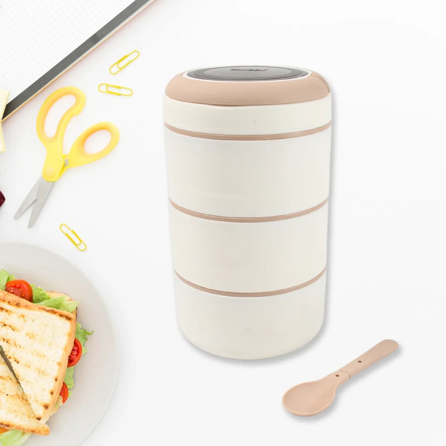 Ganesh Smart Stack 23 Layer Portable Lunch Box Stainless Steel Airtight Leak-proof Lunch Box For Office School Picnic Color May Vary (2 Layer 3 Layer) - Zidbik