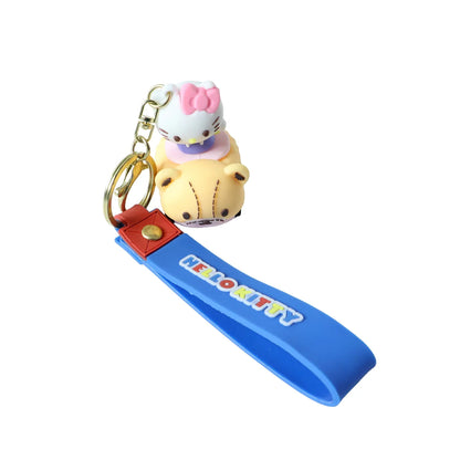 Cute Cartoon Cat Riding Toy Car Silicone Keychain (1 Pc) - Zidbik