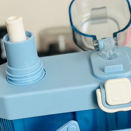 2in1 Dual Compartment Water Bottle With Straw And Adjustable Shoulder Straps - Multi Color