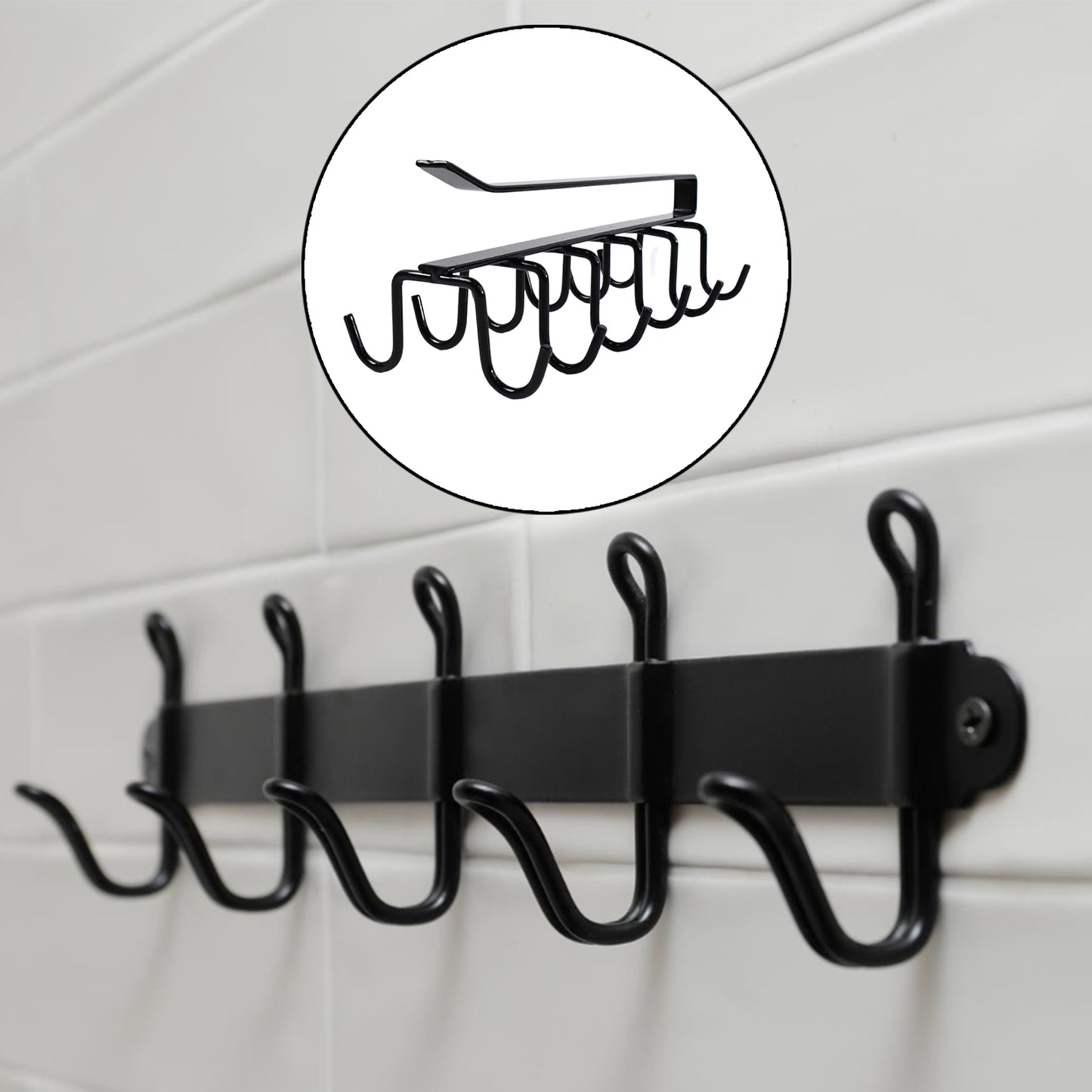 Double-row Metal Cupholder Rack Multi-purpose Iron Hanger With 6 Hooks (1 Pc) - Zidbik