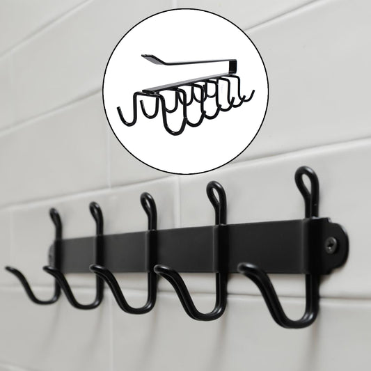 Double-row Metal Cupholder Rack Multi-purpose Iron Hanger With 6 Hooks (1 Pc) - Zidbik
