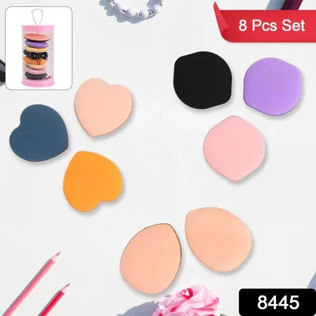 Mini Finger Makeup Powder Puff (Multicolour 8 Pcs Set) - Zidbik