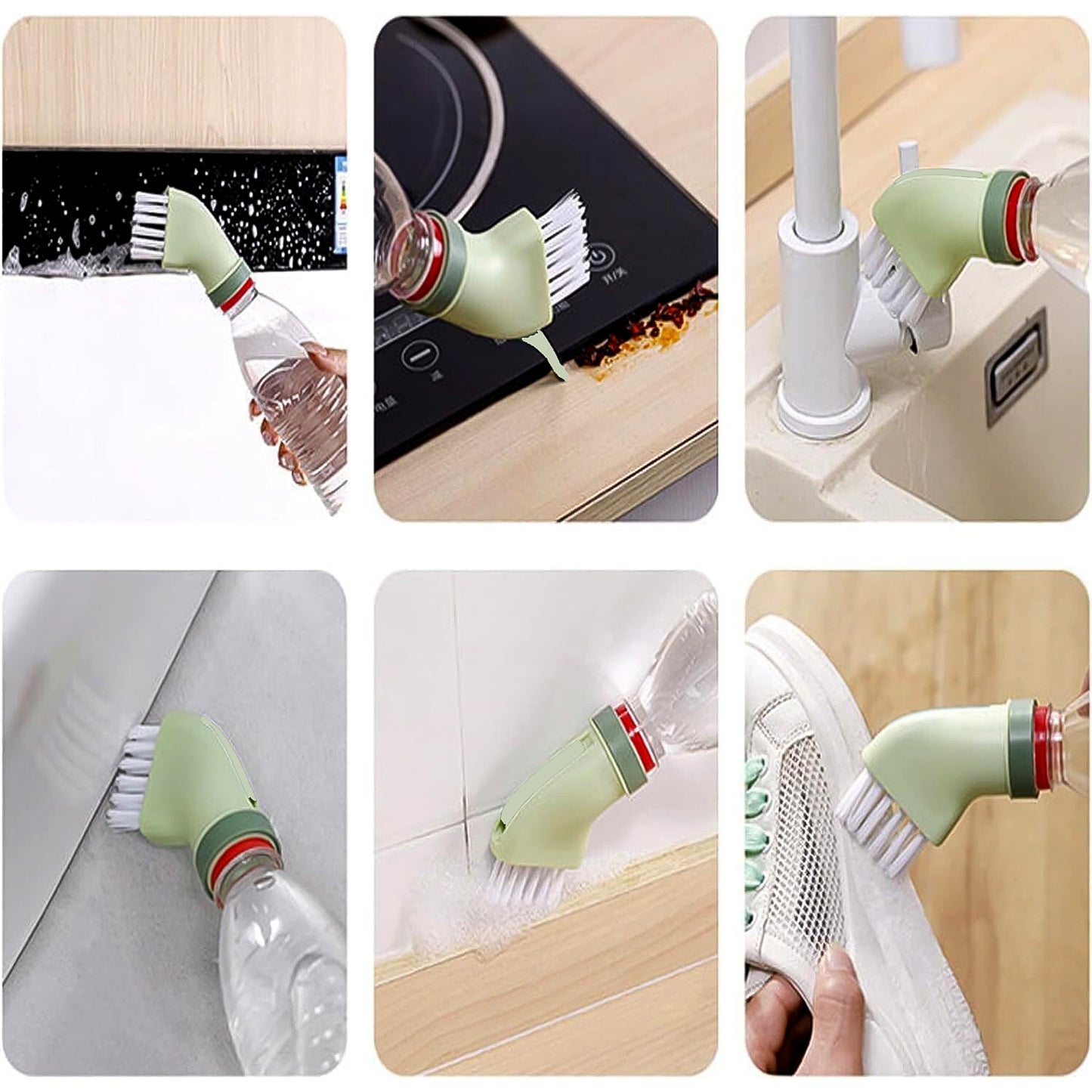 Multipurpose Bottle-connectable Cleaning Brush With Built-in Scraper (1 Pc) - Zidbik