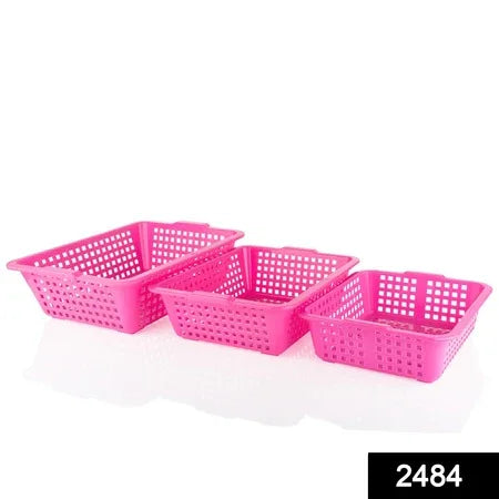 2484 Plastic Multiple Size Cane Fruit Baskets (3 Size Large Medium Small) - Zidbik