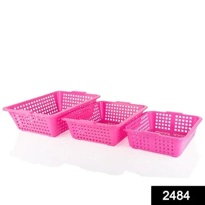 2484 Plastic Multiple Size Cane Fruit Baskets (3 Size Large Medium Small) - Zidbik