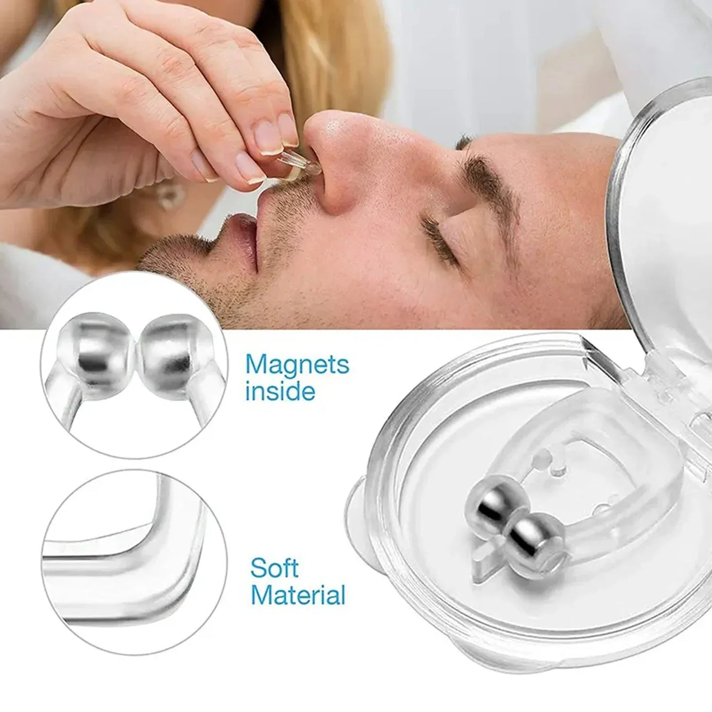 0349 Anti Snore Device For Men And Woman Silicone Magnetic Nose Clip For Heavy Snoring Sleeper Snore Stopper Anti Snoring Device (1 Pc) - Zidbik