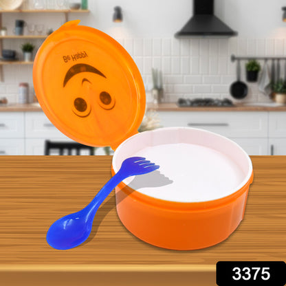 Smily Plastic Lunch Box Small Box With 2in1 Spoon Pack Of 1 - Zidbik