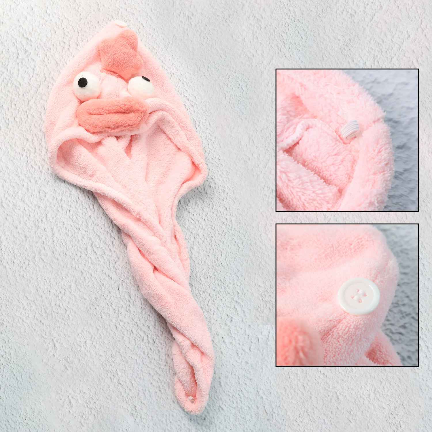 Soft Microfiber Cartoon Design Hair Drying Towel Wrap With Button Closure (1 Pc)