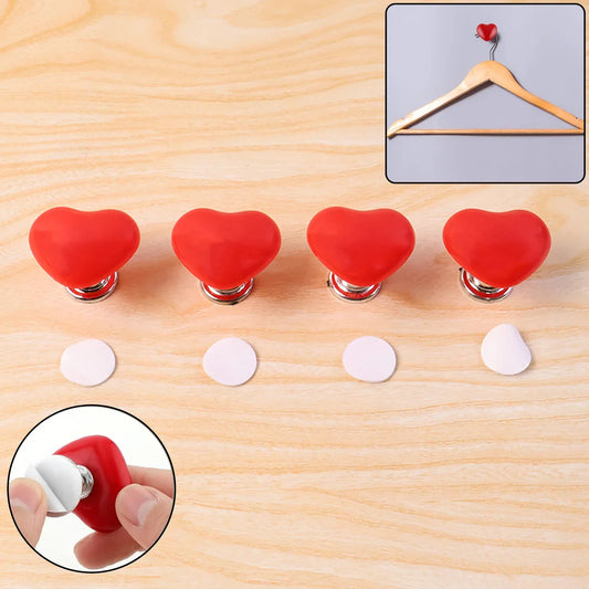 Multipurpose Cabinet Door Handle Drawer Heart-shaped Knob Pulls Toilet Press Button (4 Pc) - Zidbik