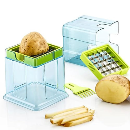 2 In 1 Potato Chipser Slicer French Fries Maker Finger Chips Plastic Two Blades Finger Chips Cutter For Kitchen Accessoryvegetable Fruit Slicer (1 Pc) - Zidbik
