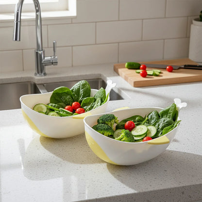 Plastic Rice Pulses Fruits Vegetable Noodles Pasta Washing Bowl And Strainer (2 Pc) - Zidbik