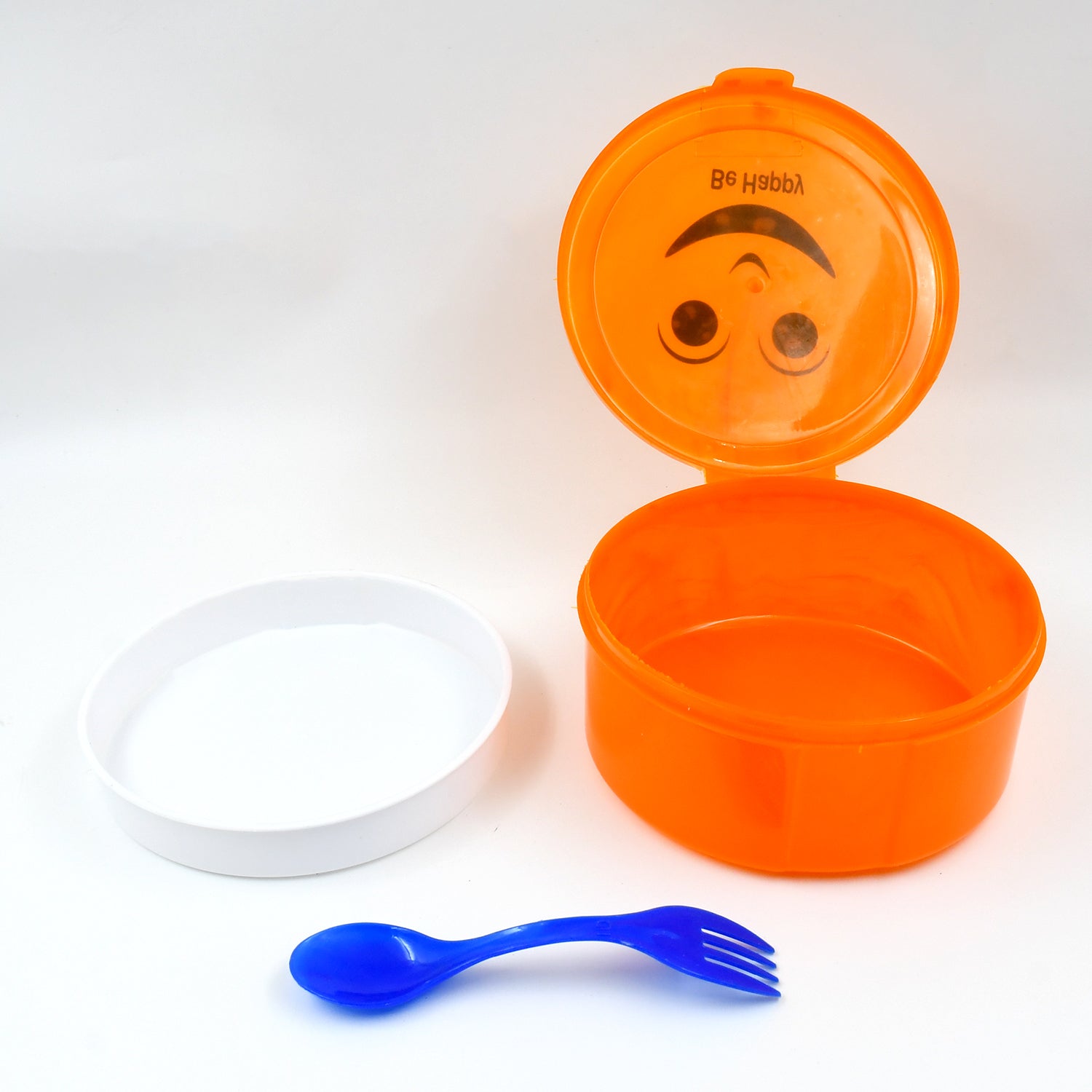 Smily Plastic Lunch Box Small Box With 2in1 Spoon Pack Of 1 - Zidbik