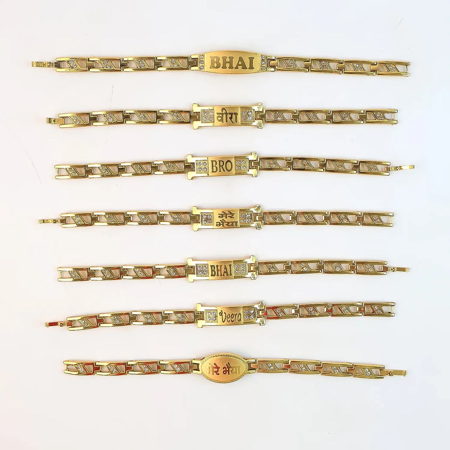 Metal Rakhi Bracelet For Brother Chain Rakhi With Wording (Mix Design 1 Pc) - Zidbik