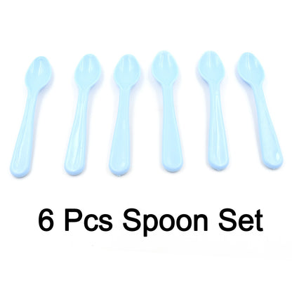 5349 Food Plastic Spoon Set Plastic Table Spoon Set Plastic Tea Spoon Coffee With Abs Plastic Heat-resistant Spoon (6 Pc Set ) - Zidbik