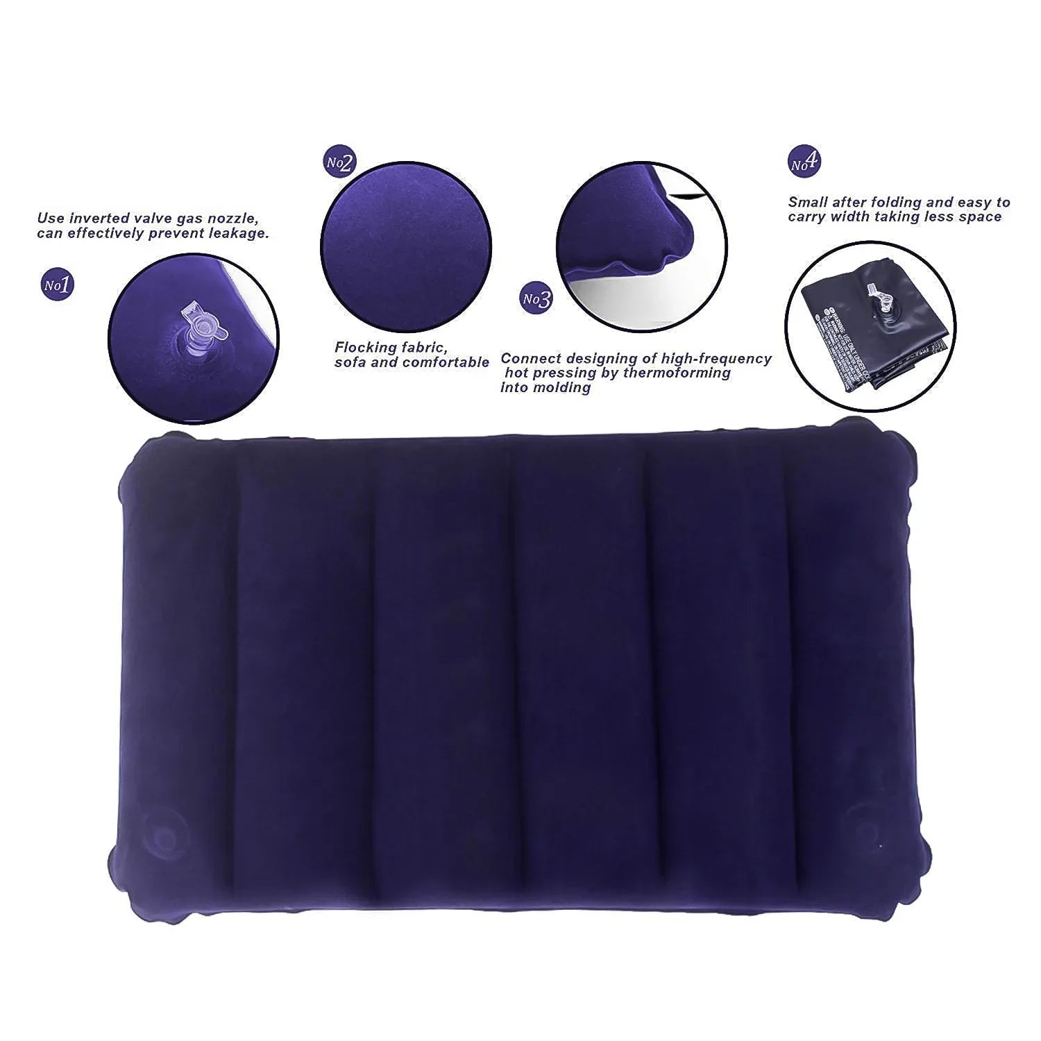 510 Velvet Air Inflatable Travel Pillow (Blue) - Zidbik