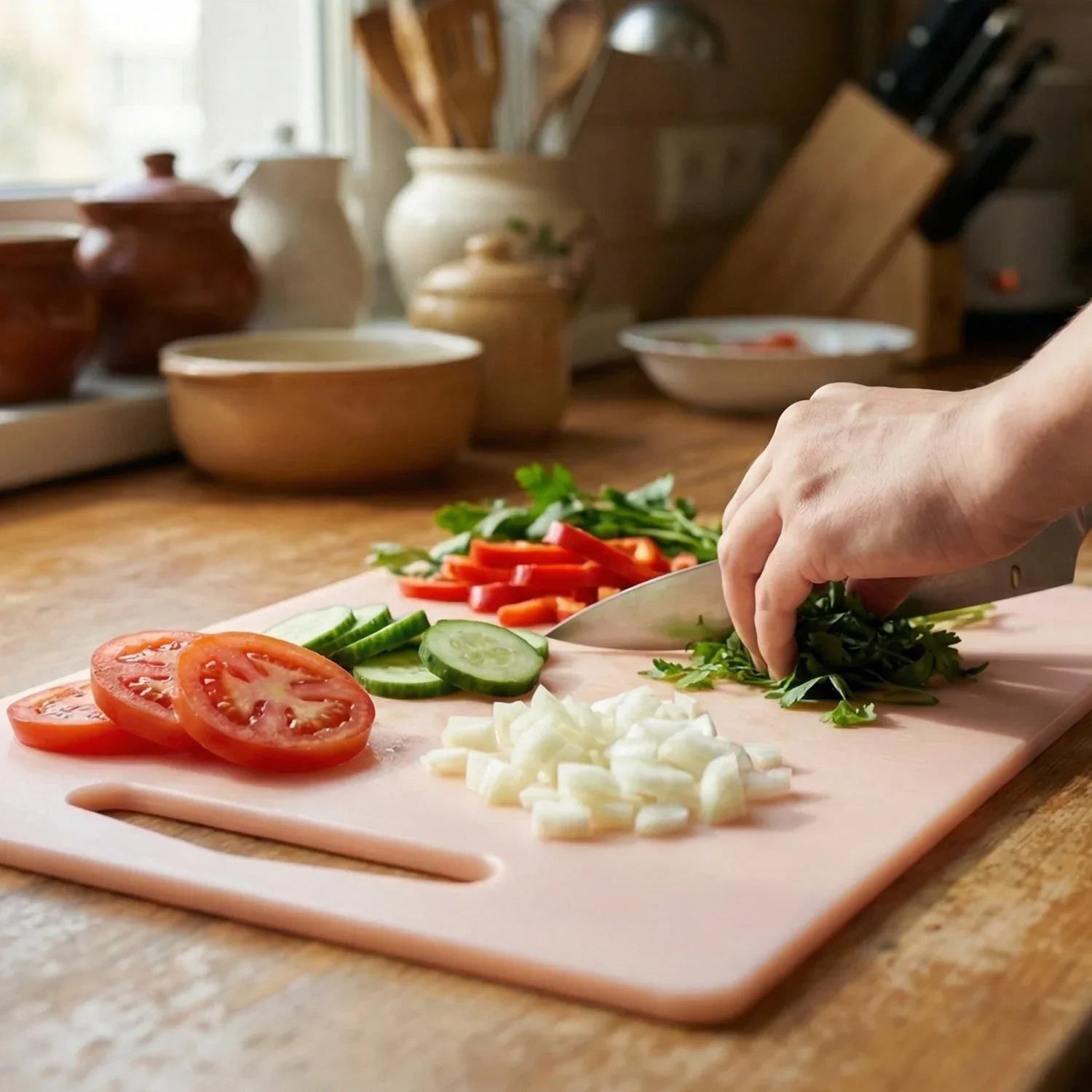 Plastic Chopping Board With Handle (30x20 Cm) - Zidbik