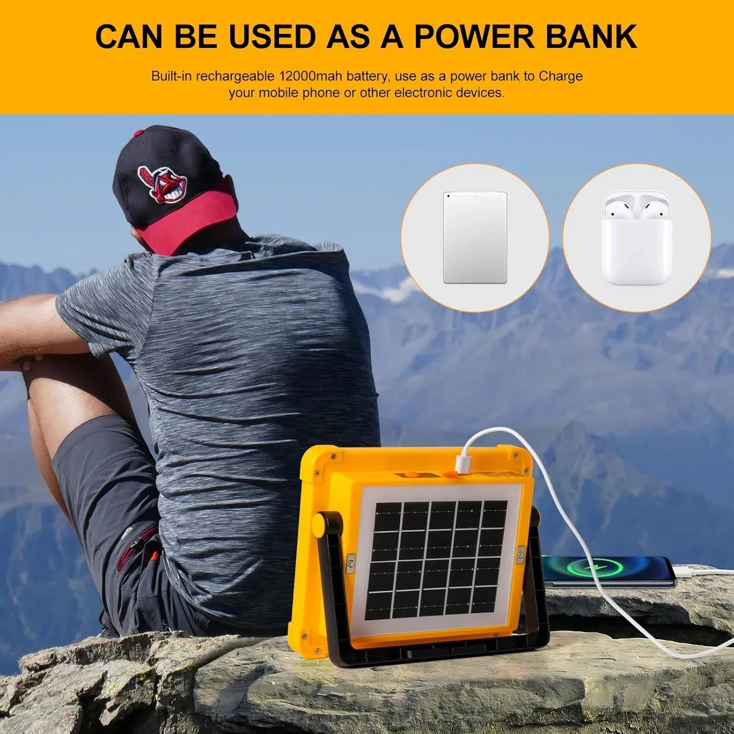 High-brightness Solar Led Flood Light With Power Bank (1 Pc) - Zidbik