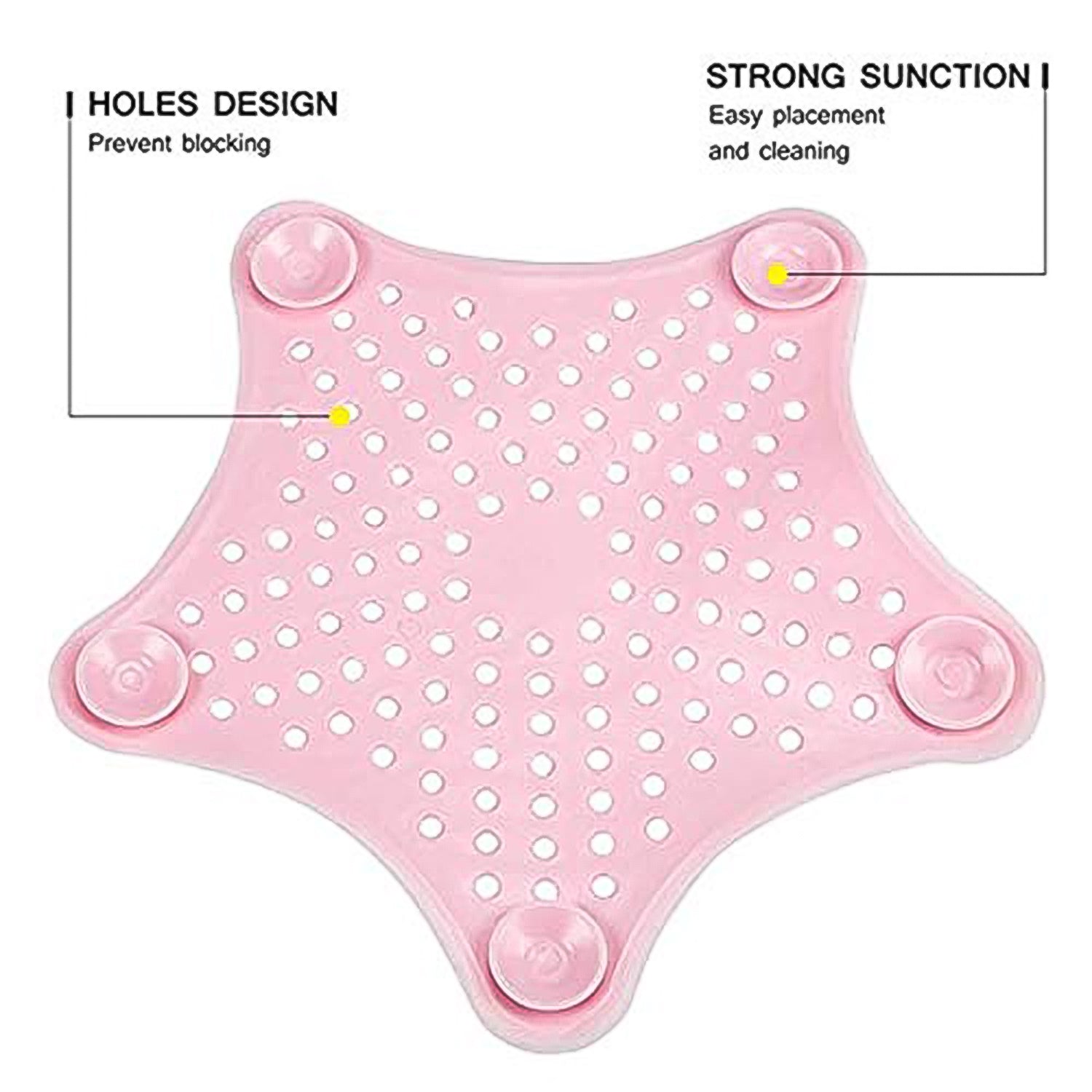 Baby Pink Silicone Star Shaped Sink Filter Bathroom Hair Catcher Drain Strainers For Basin - Zidbik