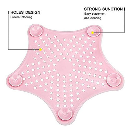 Baby Pink Silicone Star Shaped Sink Filter Bathroom Hair Catcher Drain Strainers For Basin - Zidbik