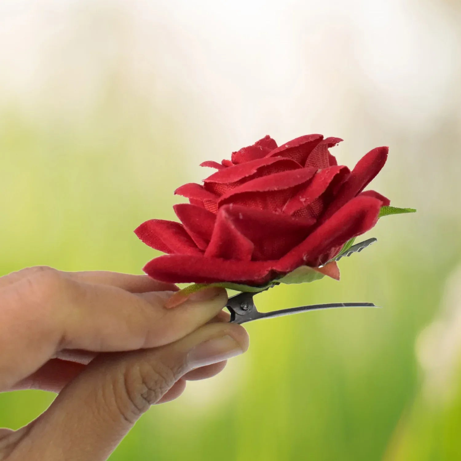 Flower Rose Hair Pin Clip Velvet Flower Design (12 Pcs Set) - Zidbik