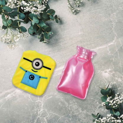 6506 Minions Hot Water Bag for Pain Relief - Small Cover for Neck, Shoulder, Menstrual Cramps, and Hand Feet Warmer