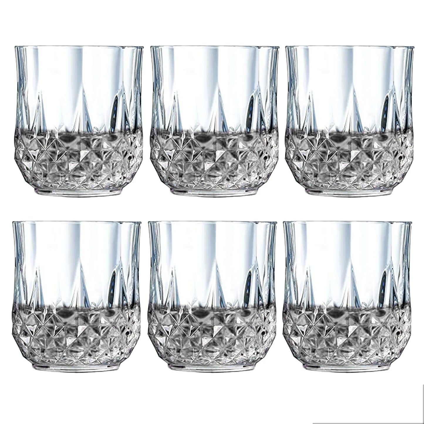 2341 Heavy Unbreakable Stylish Look Fully Transparent Glasses Set 250ml (6pcs) - Zidbik