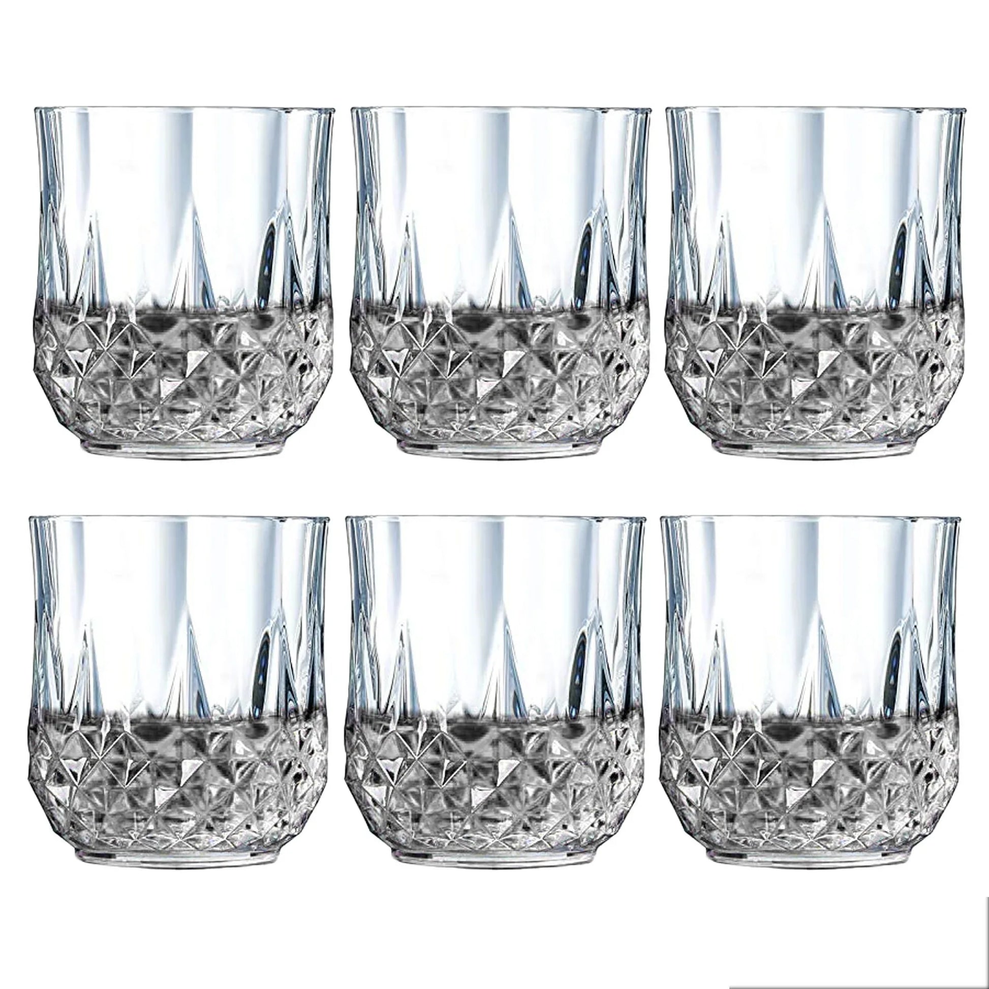 2341 Heavy Unbreakable Stylish Look Fully Transparent Glasses Set 250ml (6pcs) - Zidbik
