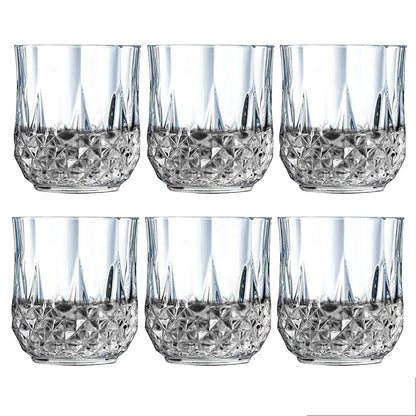 2341 Heavy Unbreakable Stylish Look Fully Transparent Glasses Set 250ml (6pcs) - Zidbik