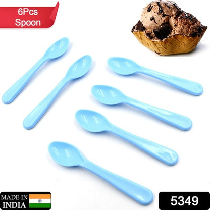 5349 Food Plastic Spoon Set Plastic Table Spoon Set Plastic Tea Spoon Coffee With Abs Plastic Heat-resistant Spoon (6 Pc Set ) - Zidbik