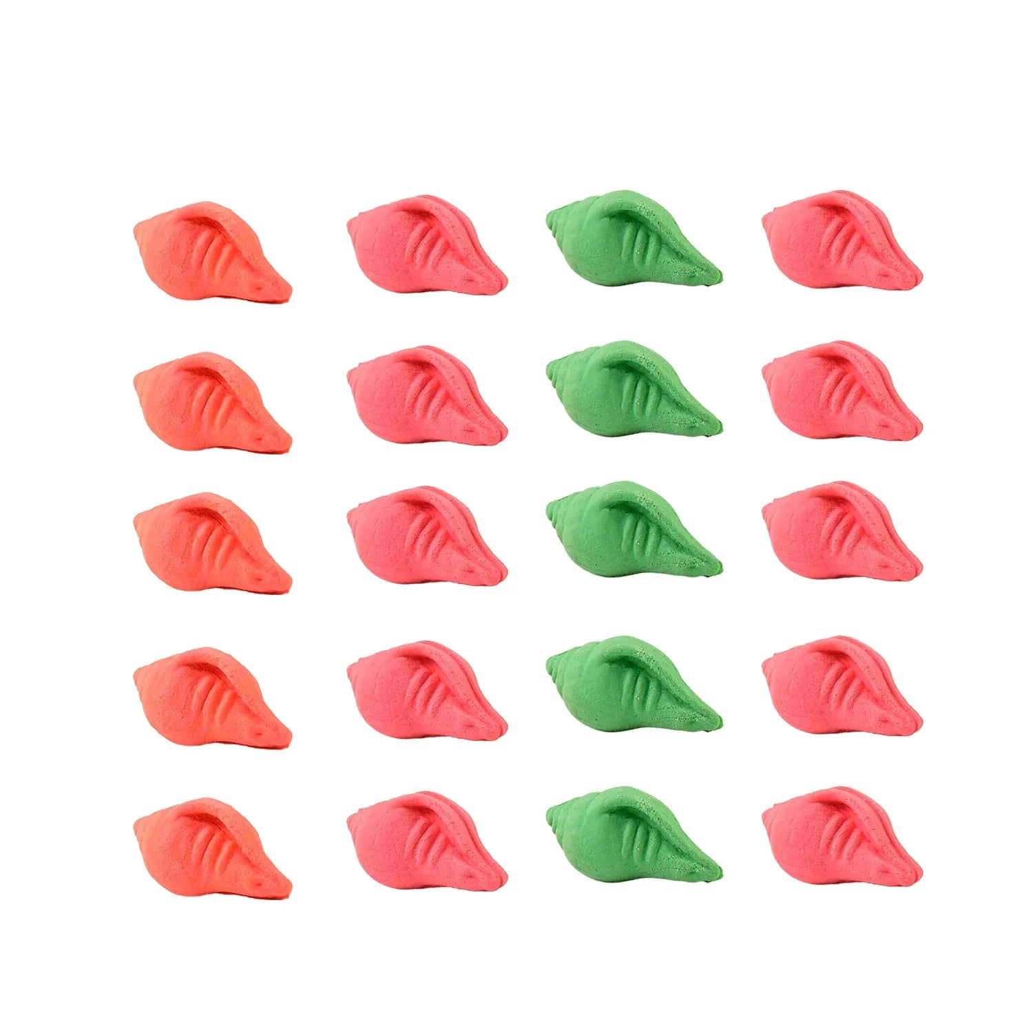 Shankh Shape Eraser Rubber (20 Pc Mix Colour Design) - Zidbik