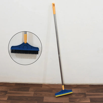 7928 2 In 1 Cleaning Brush Long Handle Floor Brush Rotatable Cleaning Brush For Bathroom Kitchen 120 Degree Triangular Rotating Brush Head With Wiper - Zidbik