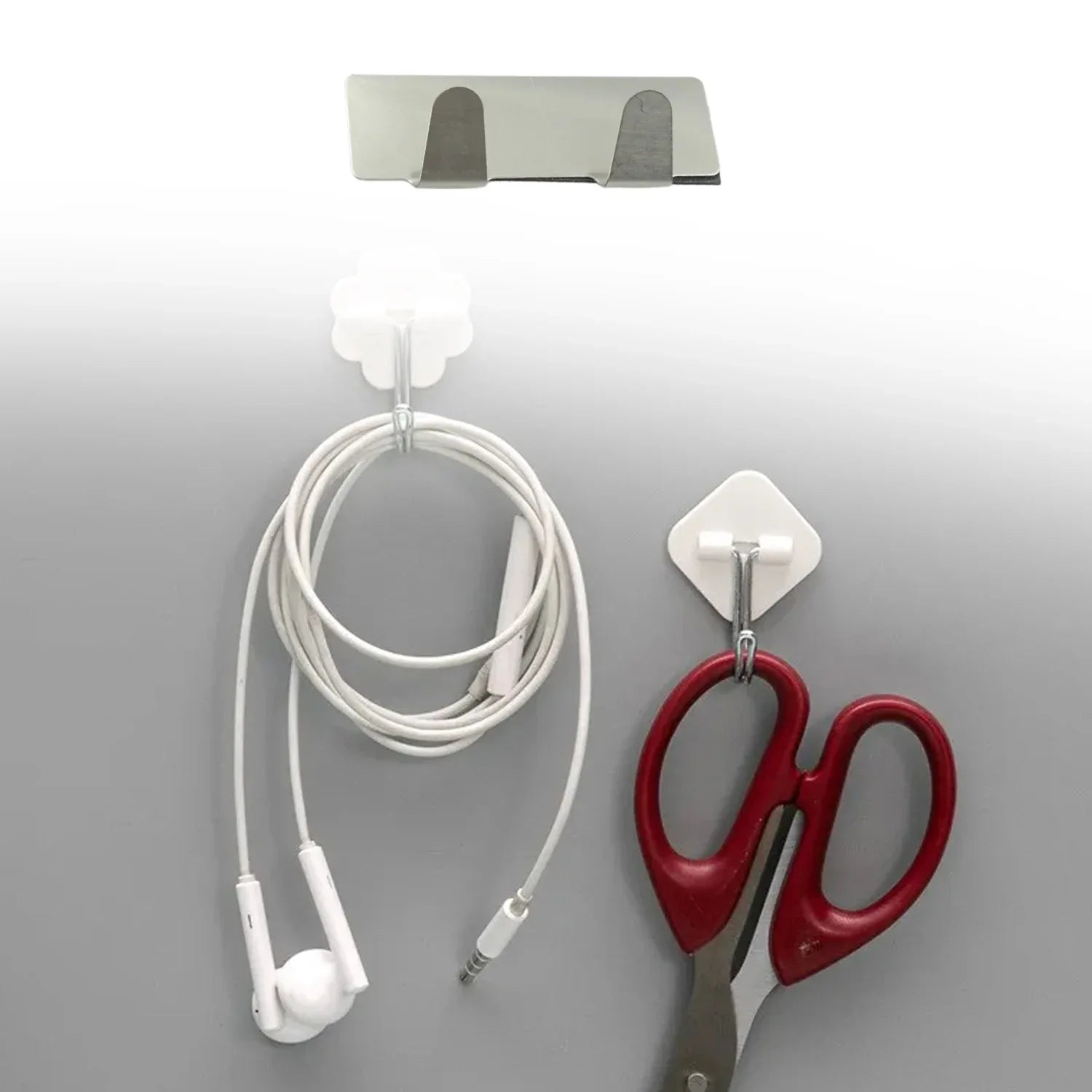 9414 Multipurpose Stainless Steel Self Adhesive Wall Hanging Hooks Sticker Hooksuitable For Wall Paper Calender Bathroom Tiles Kitchen Key Hange And Etc Double Hook (6 Pc Set) - Zidbik