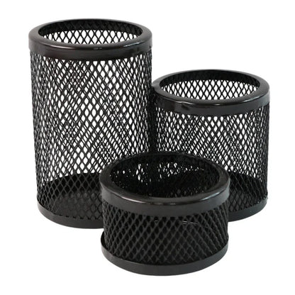 Khyati Trio Metal Mesh Pen Stand 3-in-1 Round Desk Organizer Set - Zidbik