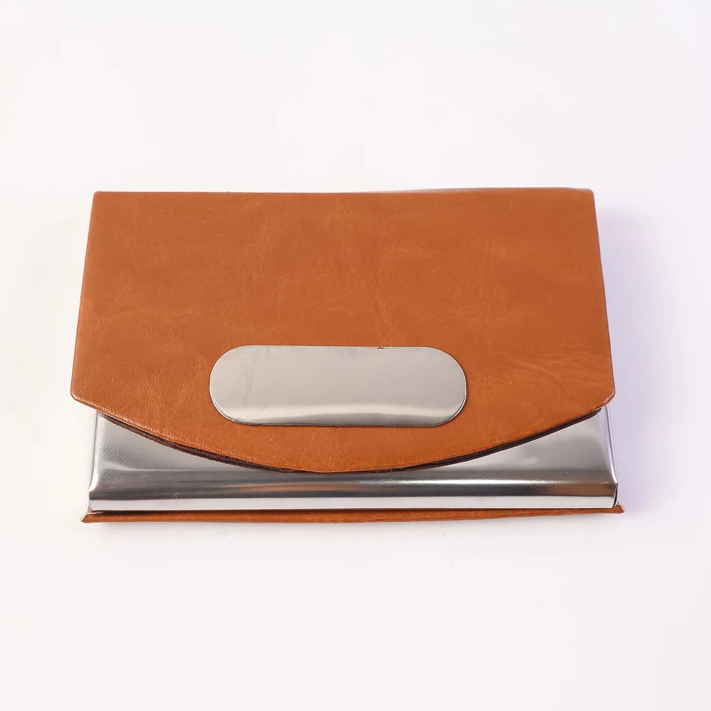 Leather Stainless-steel Business Card Holder (1 Pc) - Zidbik