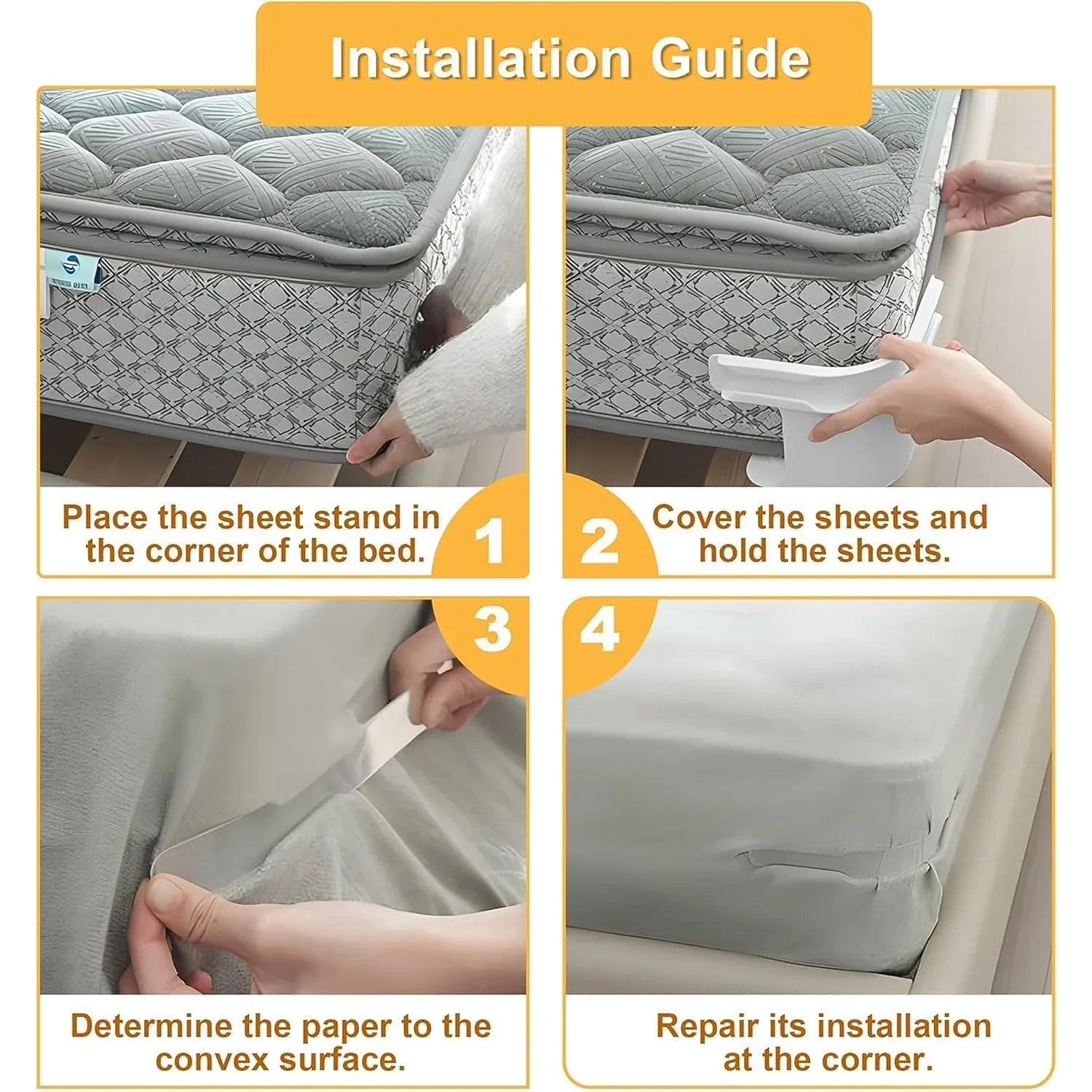 Plastic Bed Sheet Holders For Mattress (4 Pc Set) - Zidbik
